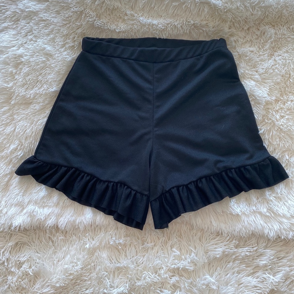 Pretty Little Thing Black Flare Shorts